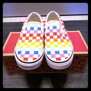 VANS SLIP ON in rainbow chessboard